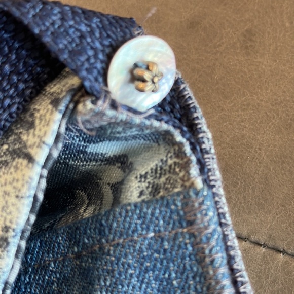 Cloth & Denim Blue Handmade Beaded Fringed  Positve Message Crossbody Bag - Picture 8 of 10